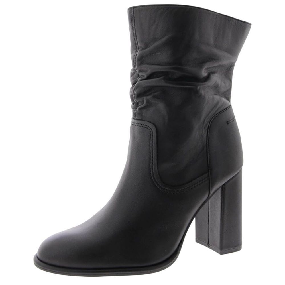 🟡 Steve Madden VECTOR Black Leather Slouch Ankle Boots